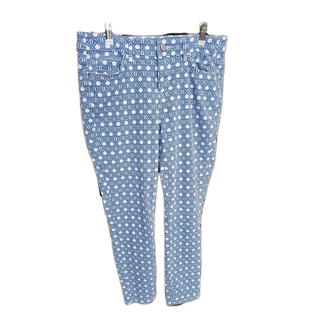 Tommy Bahama Denim Wm. Skinny Ankle Pants 30x28 Blue Violet Petal Print TW117006